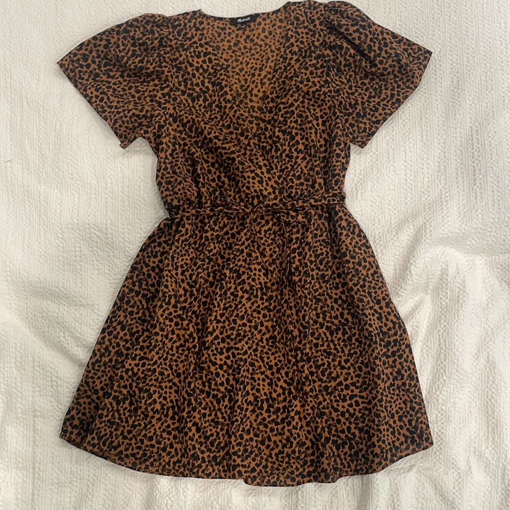 Madewell Leopard Printed Cotton Wrap Around Dress